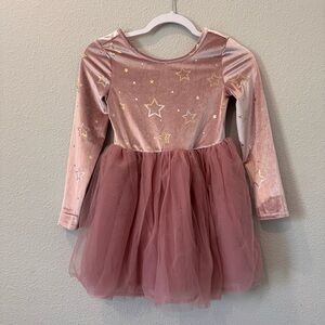 Girls Long Sleeve Star Velour to Tulle Dress - Cat & Jack Dusty Pink